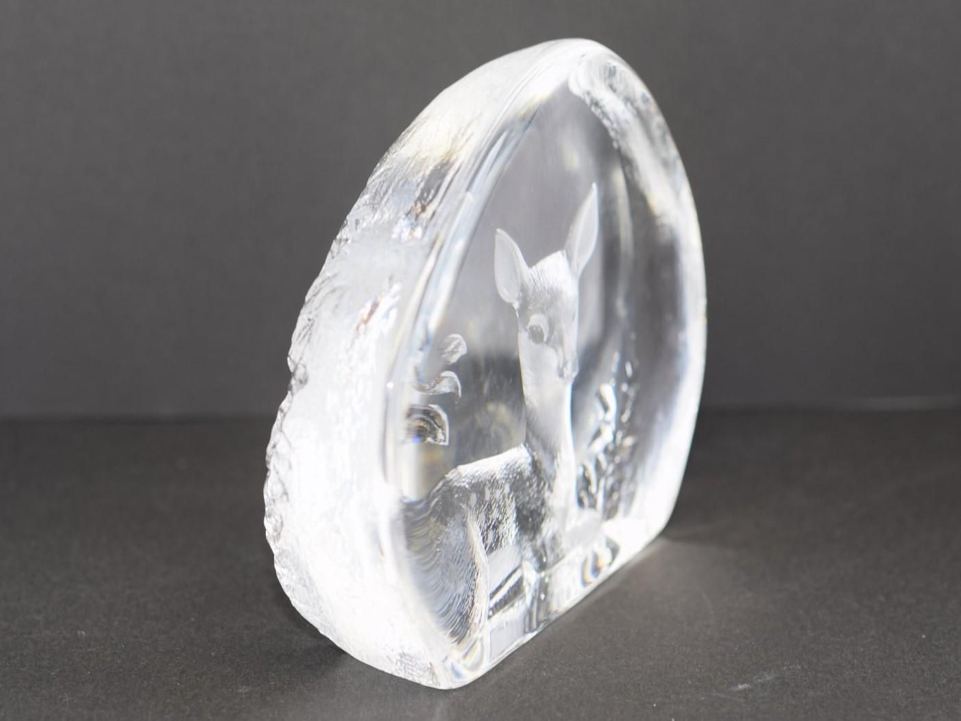 スウェーデン Mats Jonasson 鹿 クリスタル オブジェ マッツ