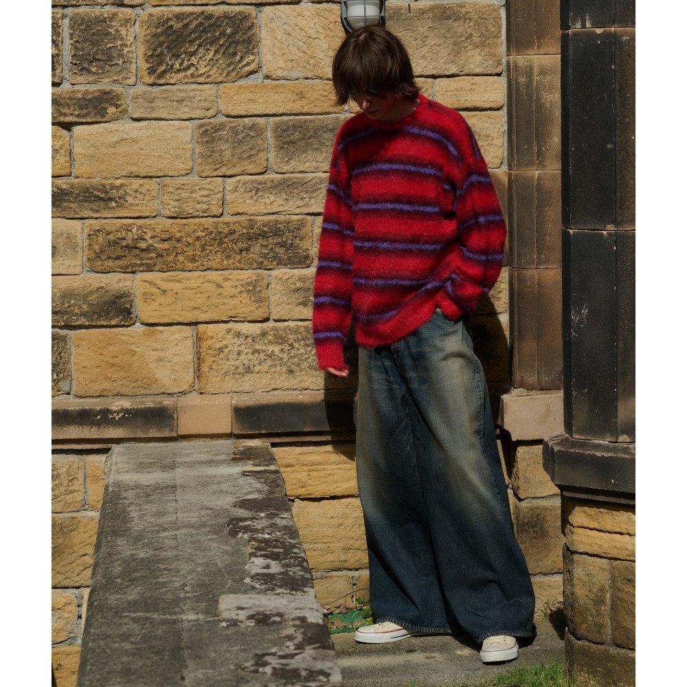 MINEDENIM / マインデニム / ニット Blurry Border Mohair Knit