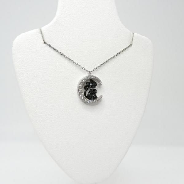黒猫 ブラックダイヤモンド リバーシブルネックレス D 0.09ct 40cm