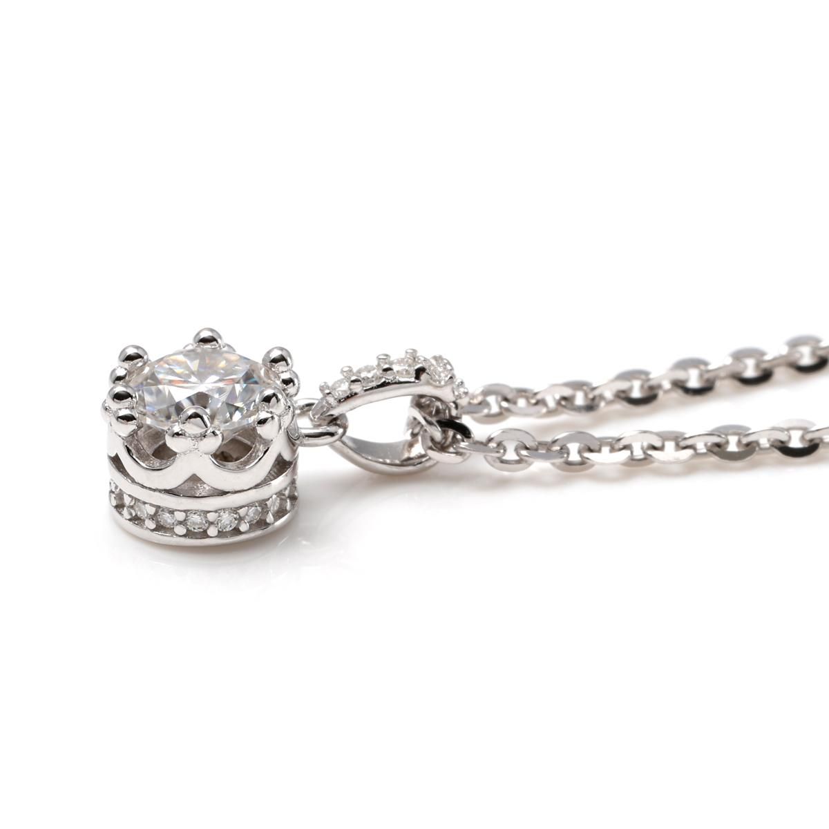 モアサナイト シルバー ネックレス&ペンダント 41cm-46cm CROWN-0.5CT