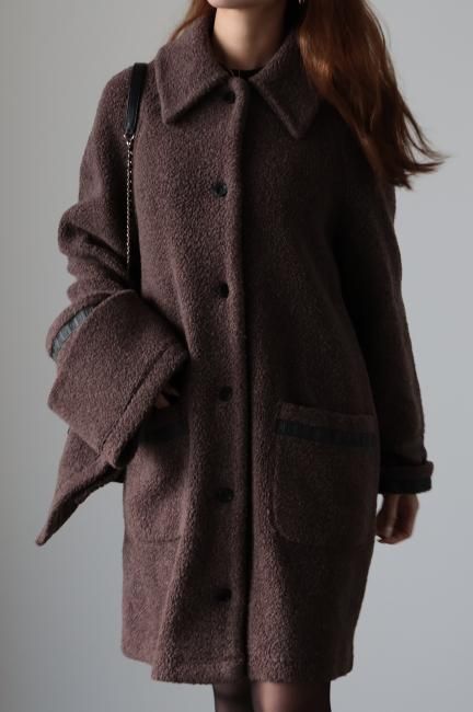 vintage】FENDI / FF logo boa coat (muffler set) - Madder vintage