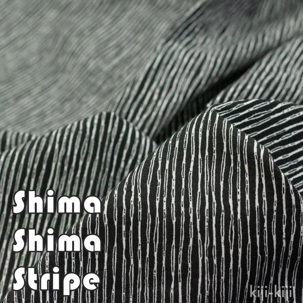 コットン shima shima stripe | ホワイト - 【キジキジ】布・生地の