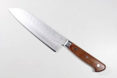 クロマックス 三徳包丁 槌目 茶柄 170mm #0241400 製造元 高村刃物製作所