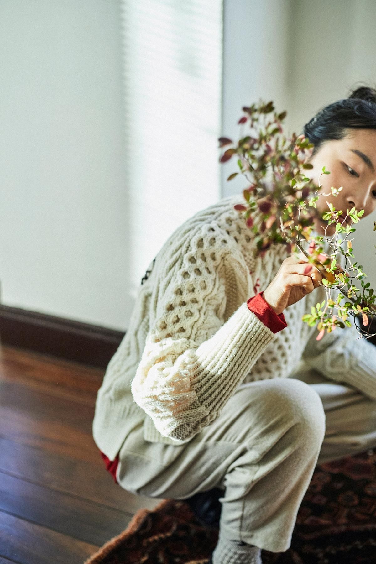 DARUMA × atelier naruse｜cheviot wool ~Dufy~ hand knitted cable