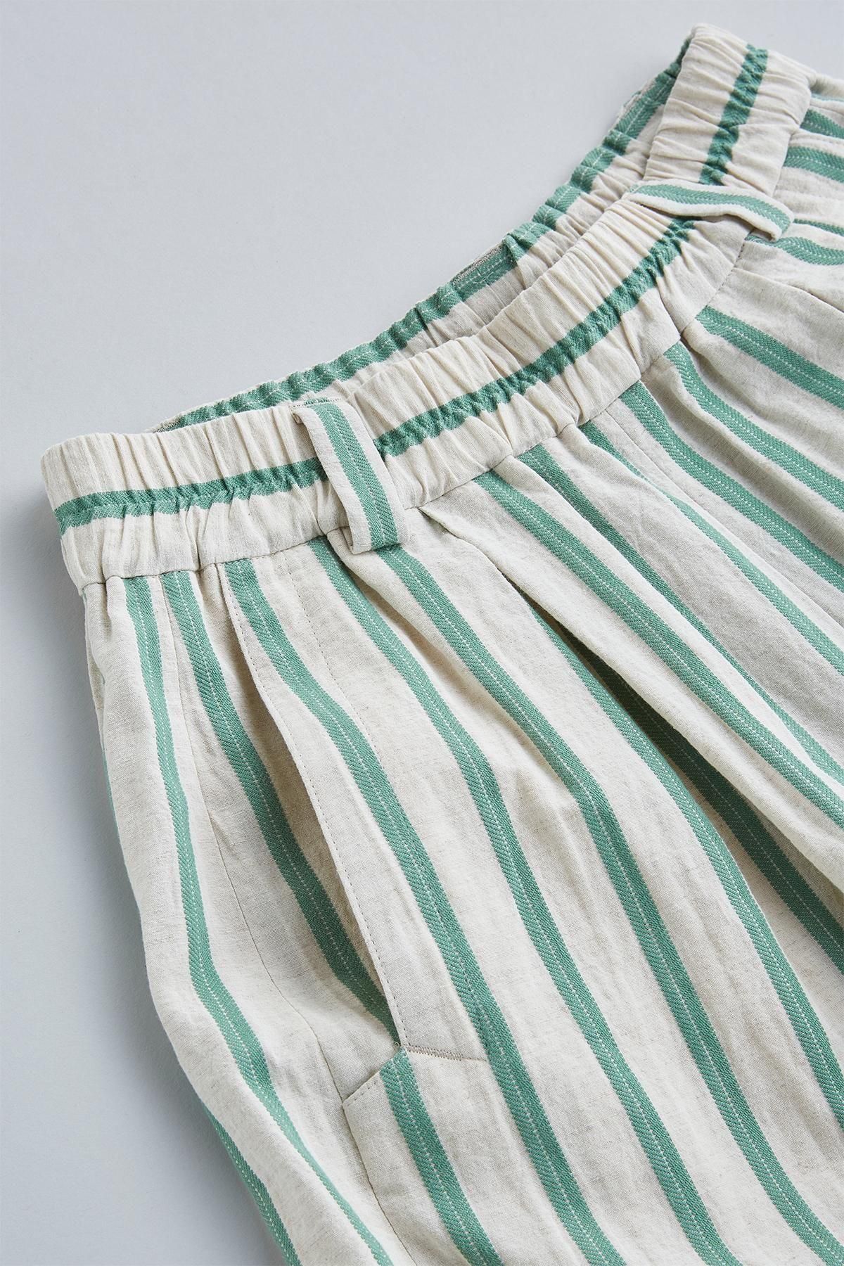 cotton linen gaucho pants ～stripe～ - atelier naruse｜Online