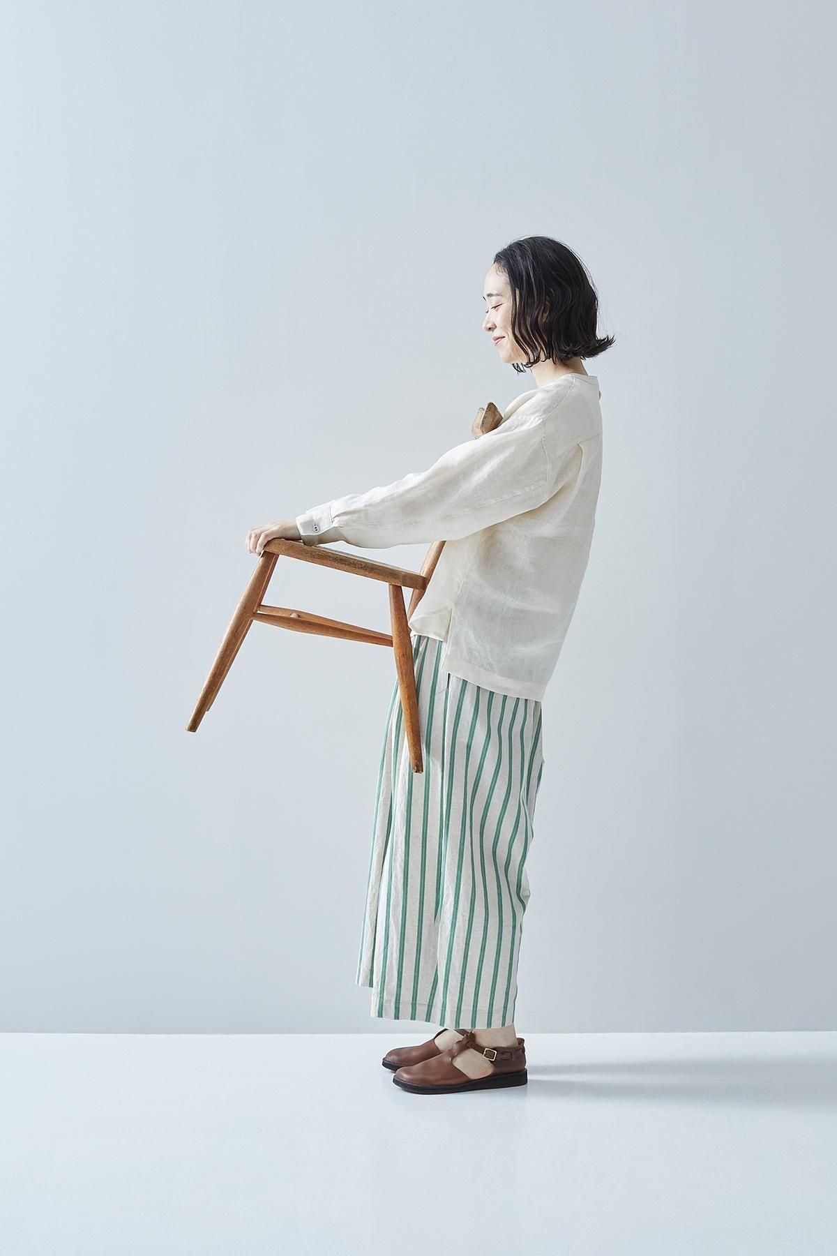 cotton linen gaucho pants ～stripe～ - atelier naruse｜Online