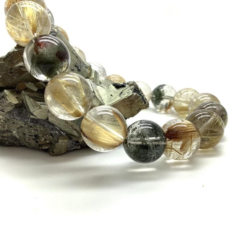 ゴールドルチルクォーツ/ガーデンクォーツ ブレスレット 】 針状結晶