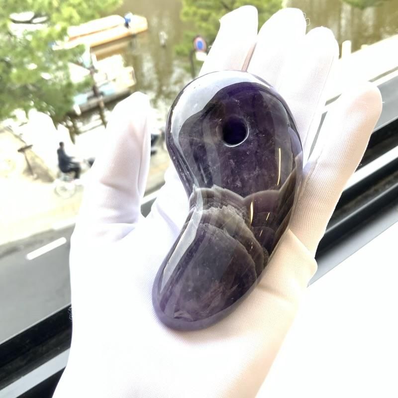 アメシスト 勾玉(特大) 置物 台付き 】 アメジスト 紫水晶 天然石 万能