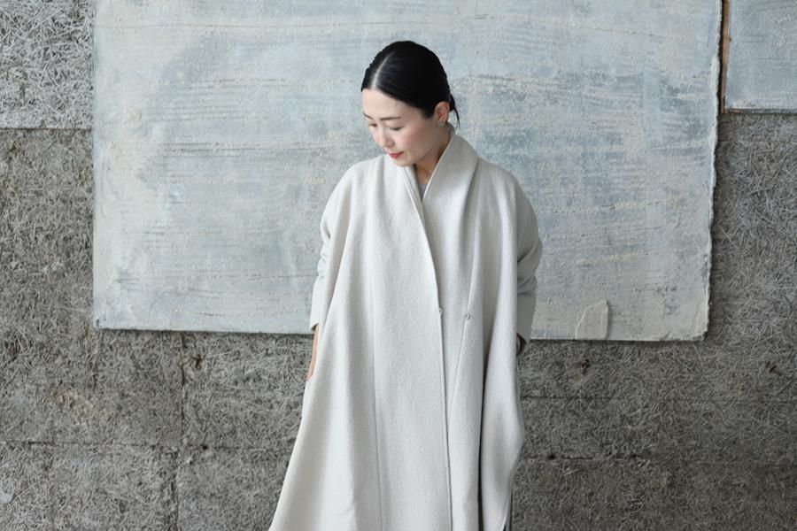 evam eva(エヴァム エヴァ) 【2022aw新作】プレスウール ローブコート