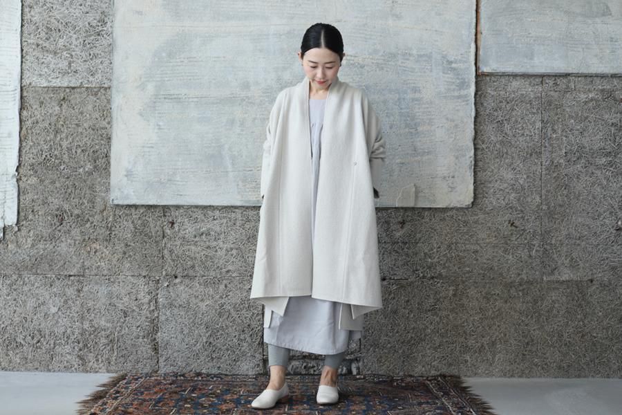 evam eva(エヴァム エヴァ) 【2022aw新作】プレスウール ローブコート