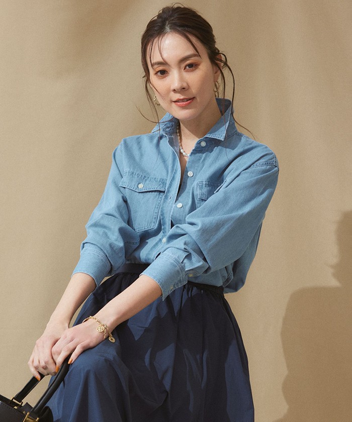 洗える】23区DENIM ライトダンガリー シャツ(505158988)｜阪急百貨店