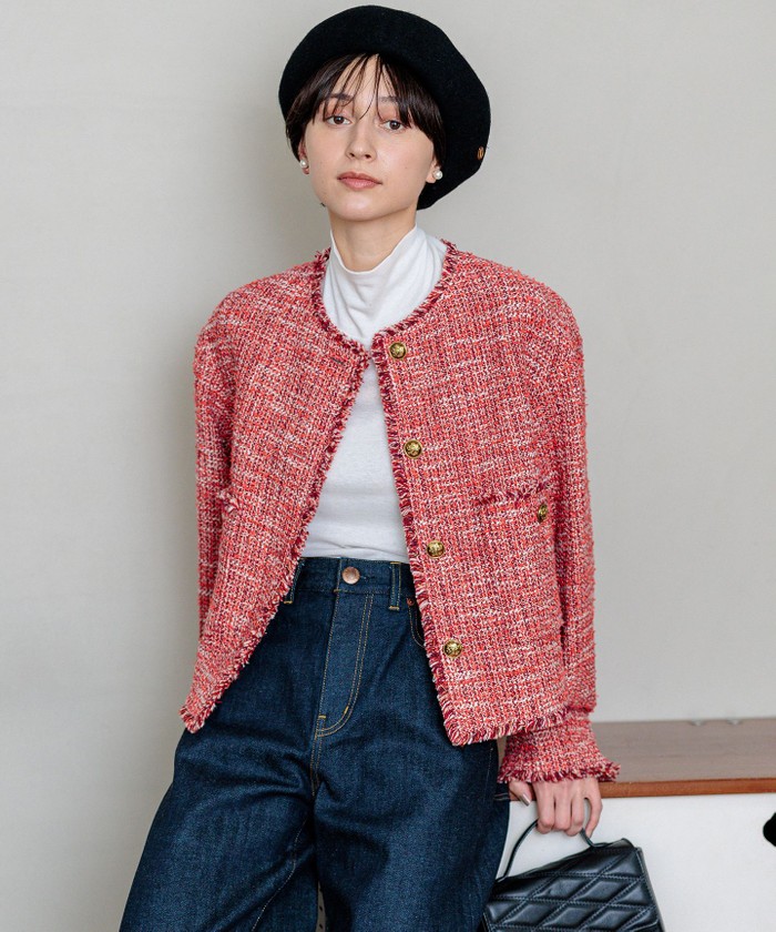 滝沢眞規子さん着用】GIOLICA ボタン ツイード ジャケット(507726216