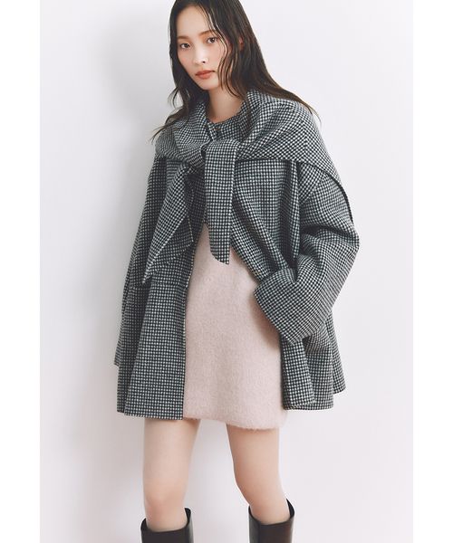 マフラー付ノーカラーリバーミドルコート(508555750)｜阪急百貨店公式