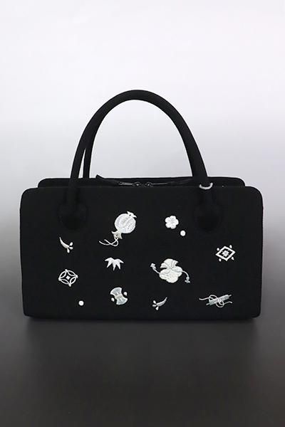 G-2306】京都衿秀 利休バッグ 黒色 宝尽くし文 - 銀座きもの青木｜長く