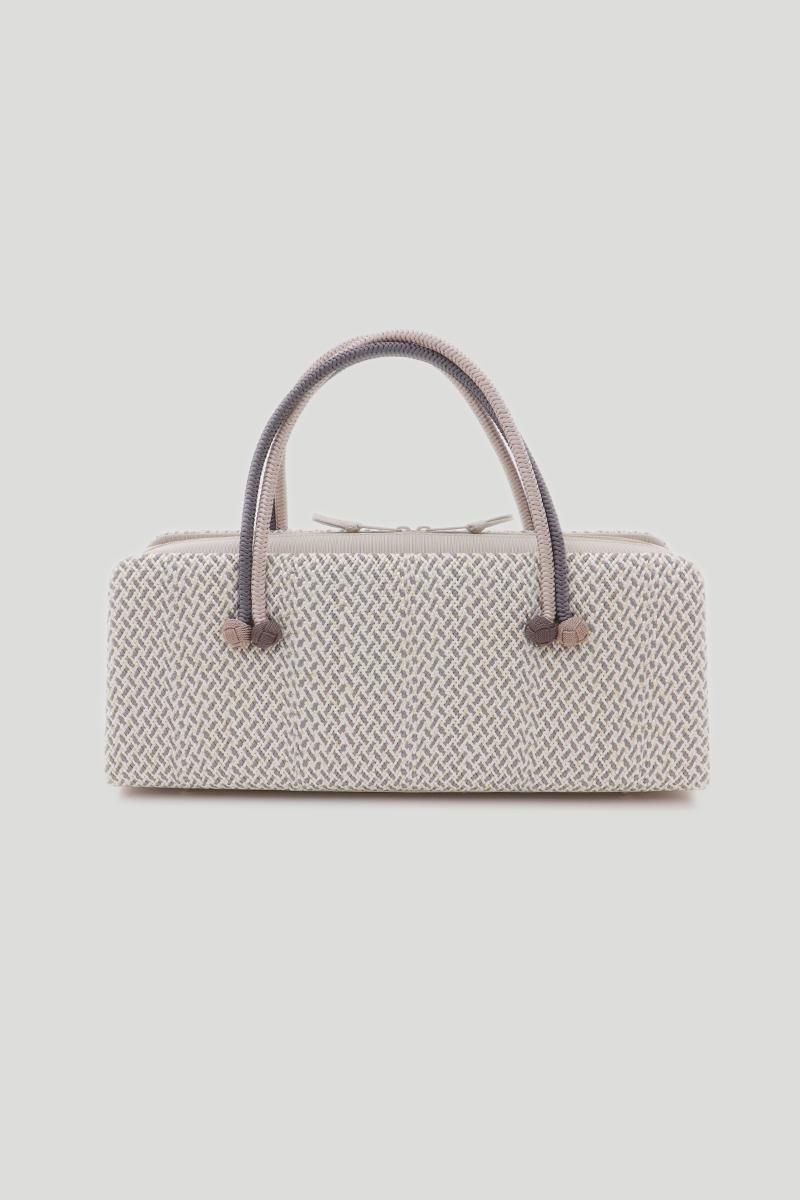 G-3133】衿秀製 利休バッグ 組織りに苧環 グレー系×金色 - 銀座きもの