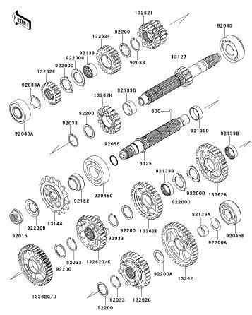 2011～12014年 ZX1000 ABS KBF KCF KDF KEF B-14 Transmission部品図見