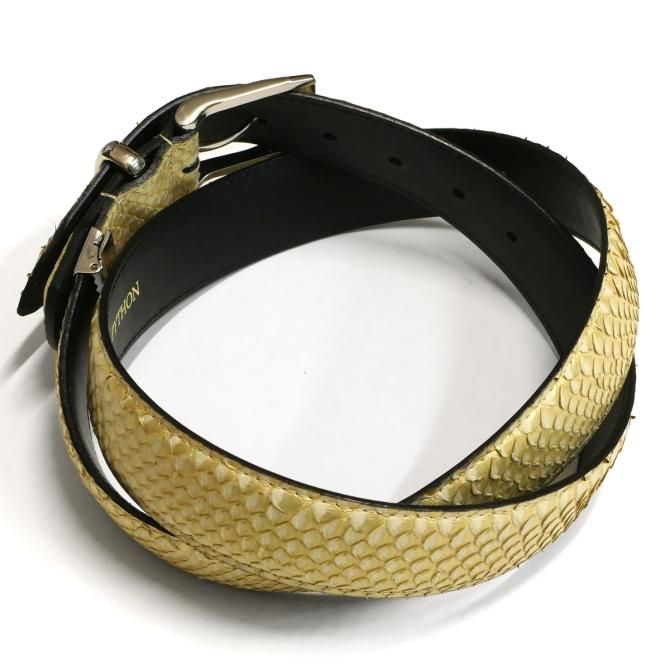 ベルト メンズ 本革 / 3.5cm幅 / パイソン 栃木レザー 牛革