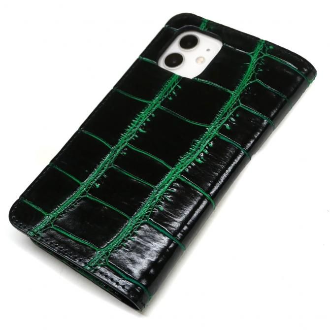 手帳型 iPhoneケース iPhone12/12Pro対応 本革 ワニ革 鰐革