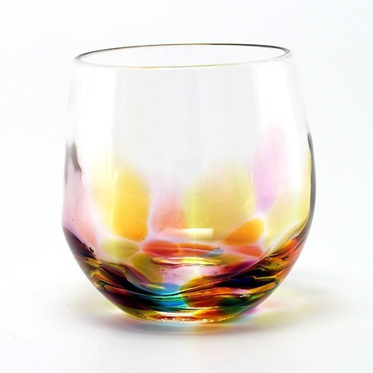 虹色しずく型グラス｜伝統的な宙吹きガラスのグラス・器｜肥前びーどろ