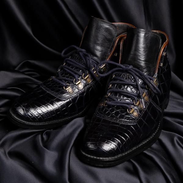 クロコダイル エミナンス ベルテッドブーツ MID - クロコダイル・ワニ