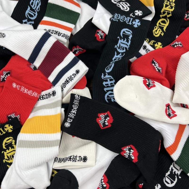 CHROME HEARTS (クロムハーツ) / CH LOGO SOCKS / BLACK × LIGHT BLUE