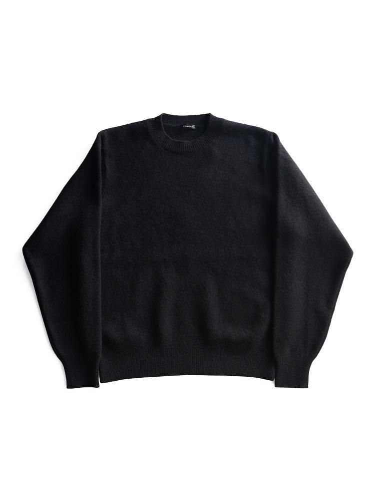 COMOLI / ラムズウールクルーネックニット (BLACK) - TROUPE ONLINE
