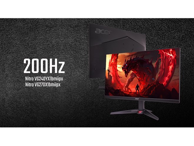 エイサー、リフレッシュレート200Hzの27型/23.8型ゲーミングモニターを