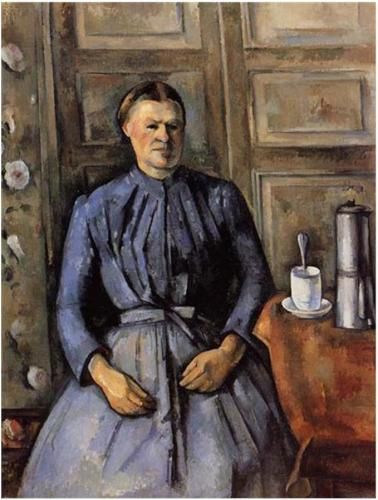 セザンヌ【コーヒーポットのある婦人像】 - 手描き 絵画（油絵複製画