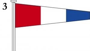 国際信号旗 数字旗 Numeral Pennants【3】[ヨット用：30×76×6cm・木綿