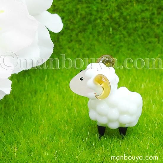 動物 ヒツジ ミニチュア ガラス細工 ひつじ 置物 飾り グラススクエア