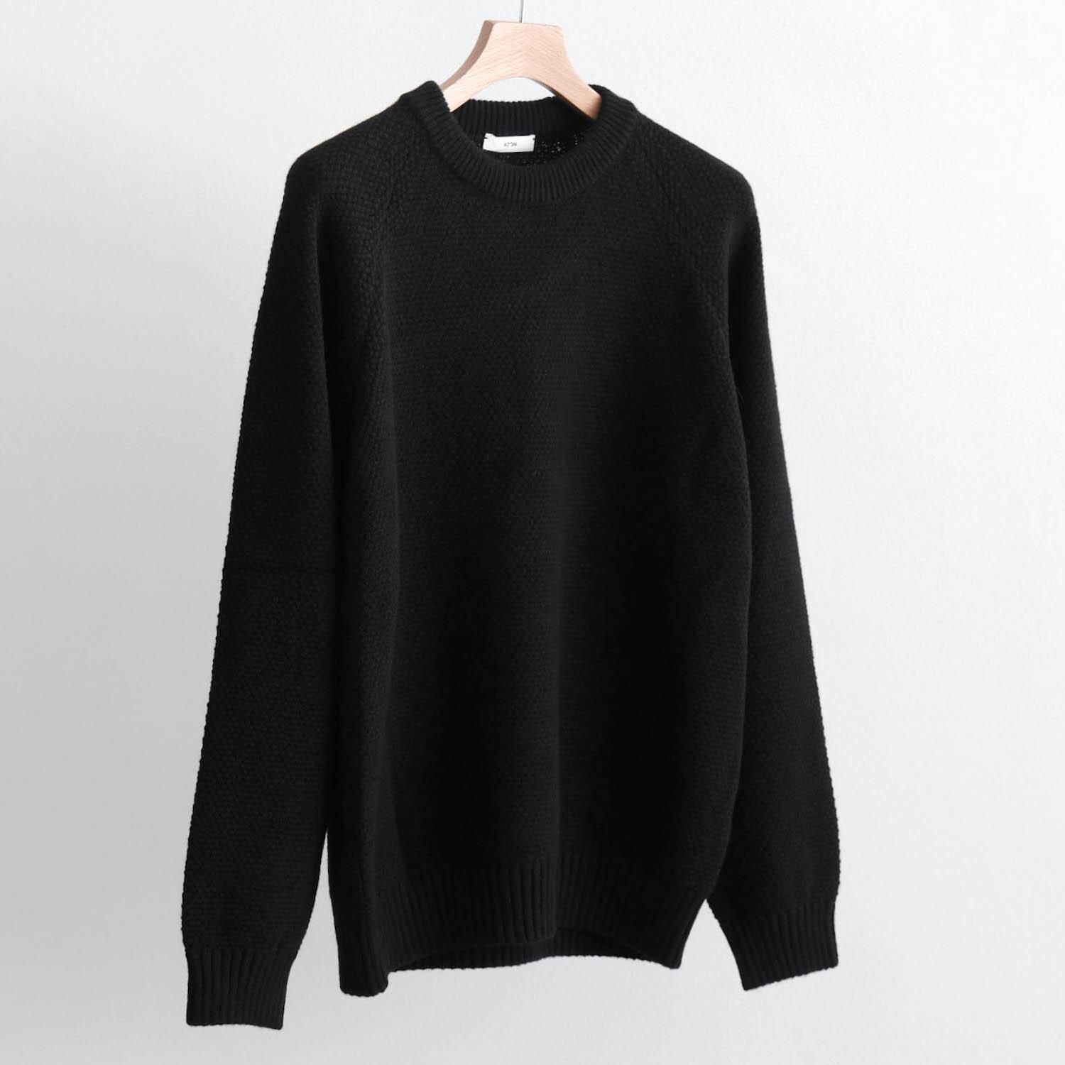 LAMBS WOOL CREWNECK SWEATER [BLACK] - WUNDER 大阪 セレクトショップ