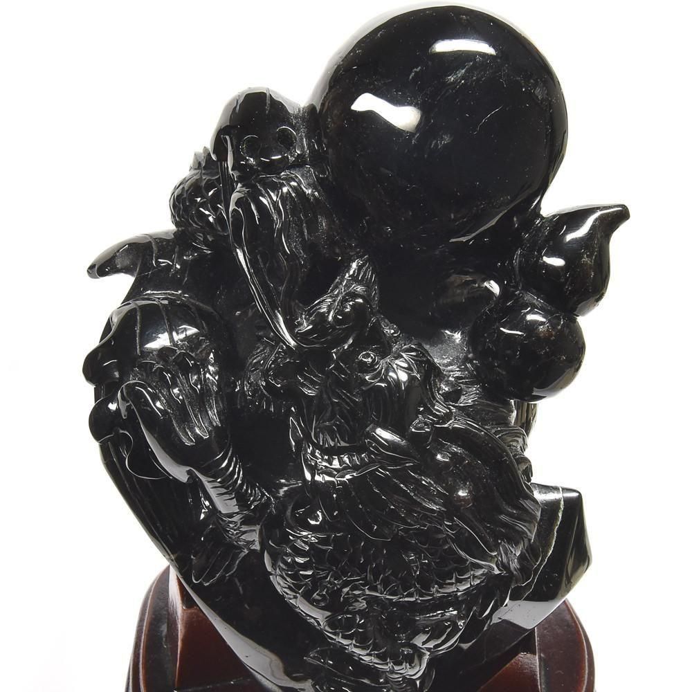 チベット産モリオン『龍』彫刻置物 205x110x140mm #RE523 - プレミアム