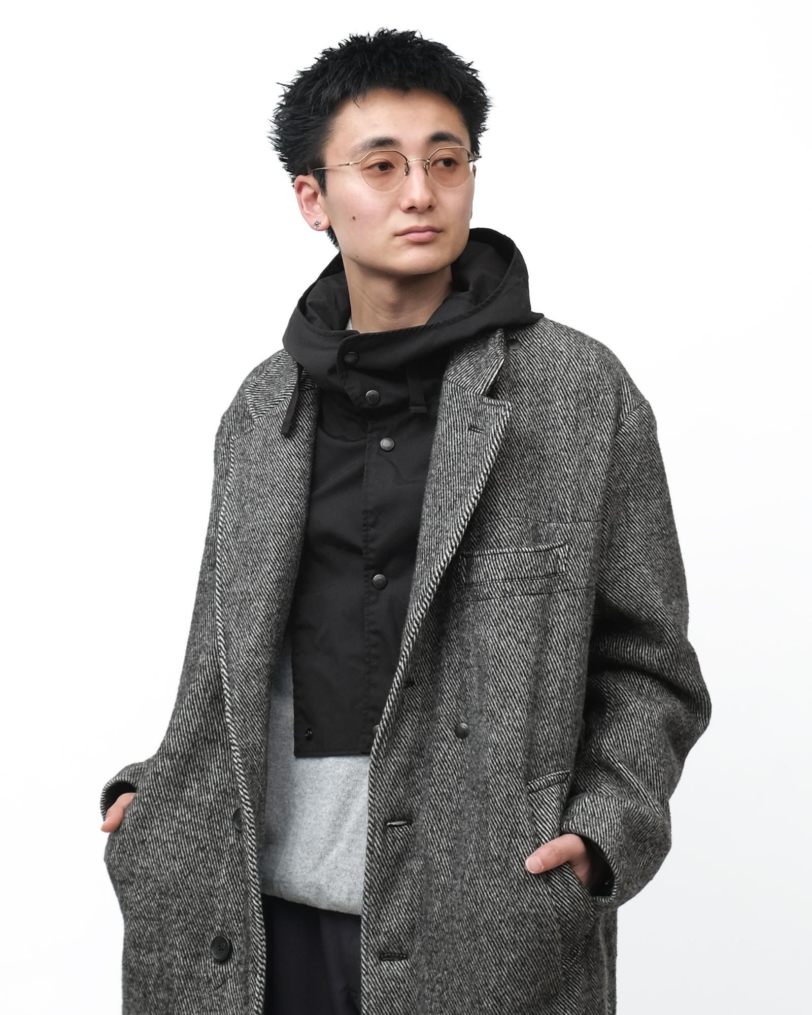 Engineered Garments Chester Coat - Wool Shaggy Twill #Black [RV207
