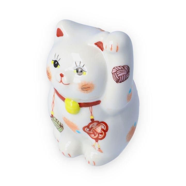 招き猫 水引 -結- 赤（左手） / 虚空蔵窯