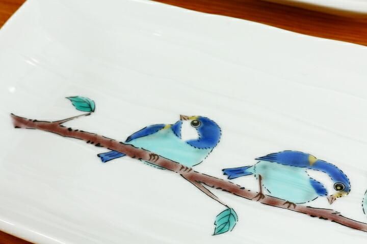 8号長皿揃 山雀/青郊窯