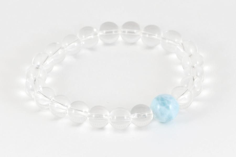 ラリマー入り水晶8mm玉 ブレスレット｜天然石 通販 キラリ石