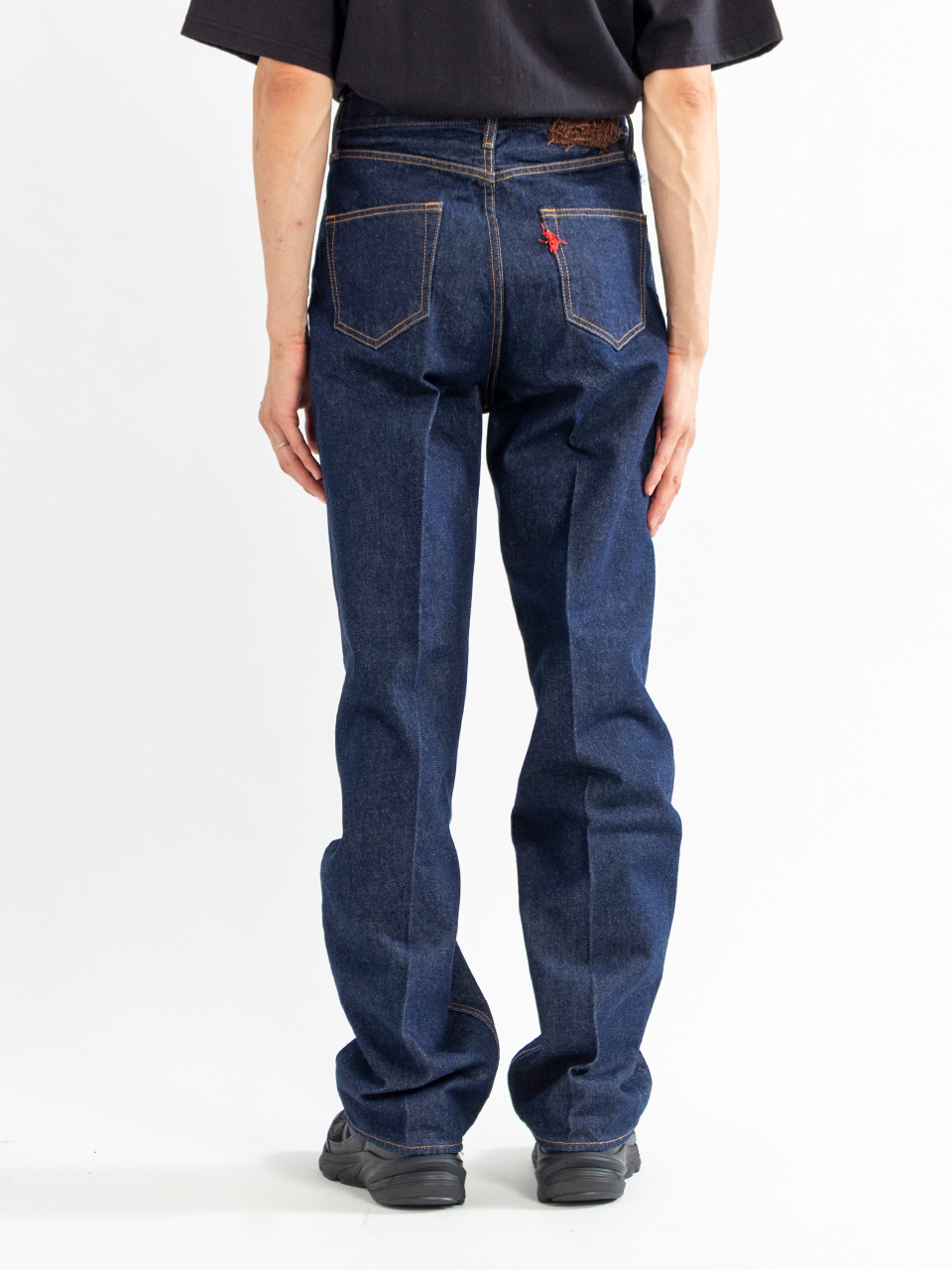 Centre Pressed Denim with Crochet and Knit Stitches-セントルプレス