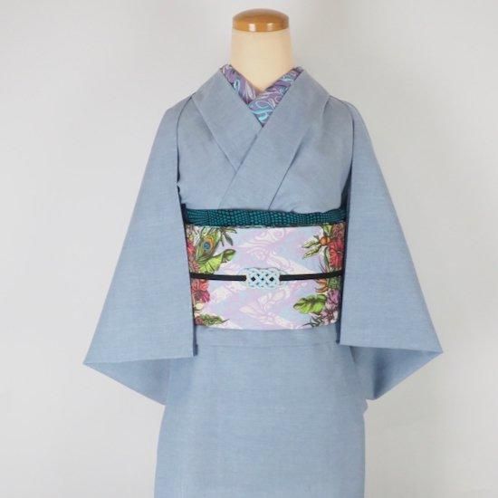 25%OFF☆久留米絣(薄地)反物【無地】サックスブルー - モダン着物小物 梅屋