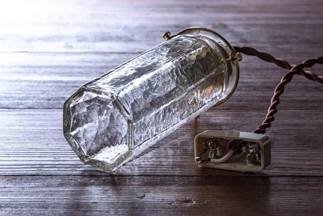 安土草多 吹きガラス ペンダントライト 八角細筒瓶 クラック az-l08c
