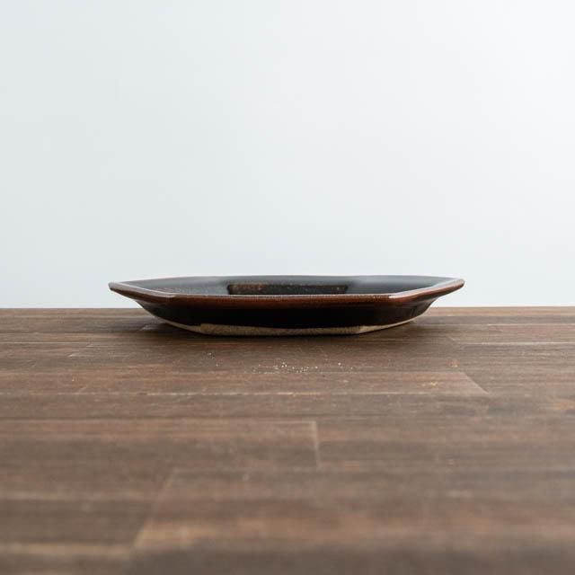 佐久間藤太郎窯 【益子】 黒釉六角茄子皿｜FRANK暮らしの道具