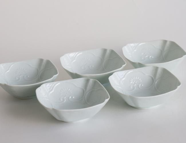 白磁陽刻如意頭文鉢 - yamahon online store