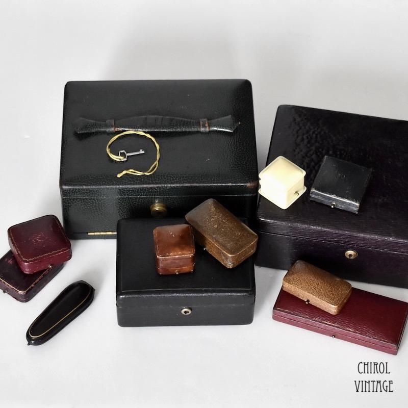 ブラックレザー スモールジュエリーボックス - CHIROL VINTAGE