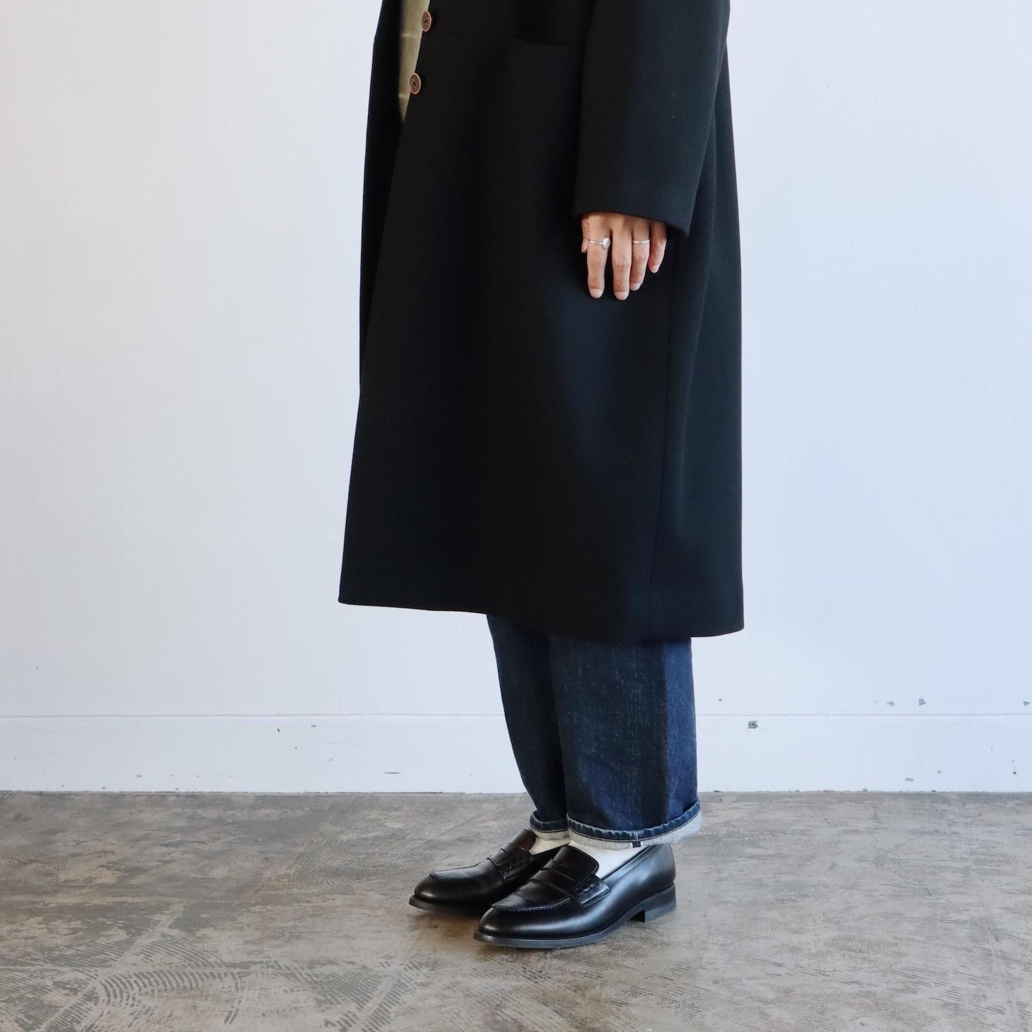 atelier naruse Melton Wool Cocoon Coat BLACK アトリエナルセ