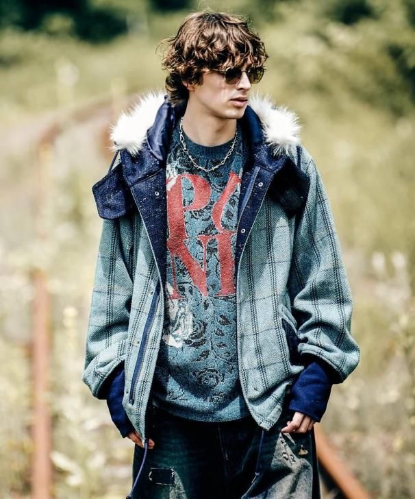 glamb ニット メンズ | パンクフラワー Knit - ヴァルゴウェアワークス