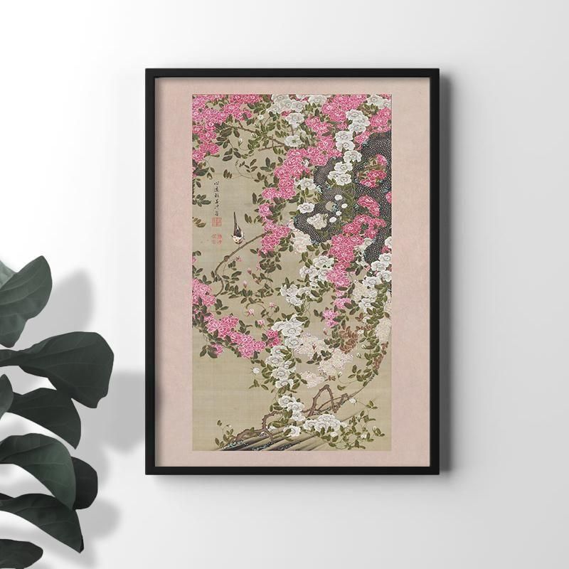 動植綵絵 薔薇小禽図 | 伊藤若冲作品 - ROSSO GRAFICO