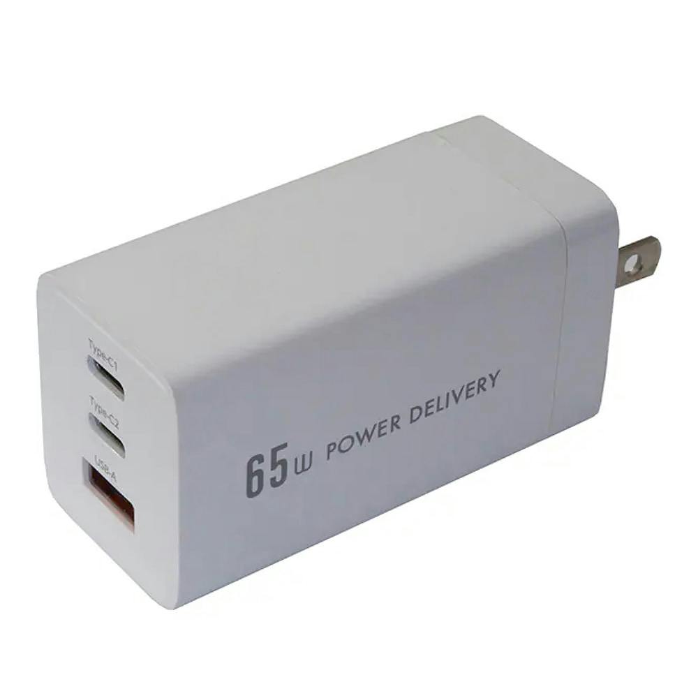 PD対応AC充電器 65W(C×2＆A) ホワイト ACUC2-65ADWH | 携帯