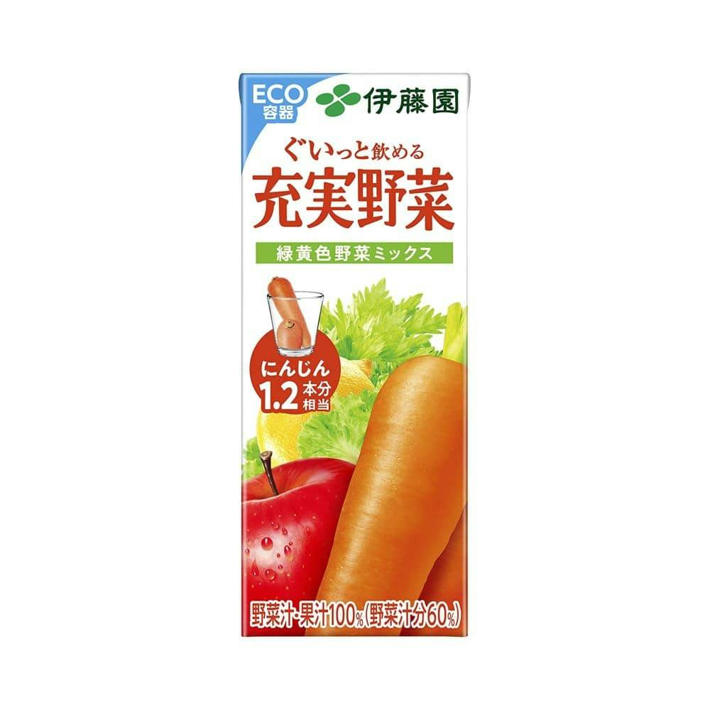 ケース販売】充実野菜 緑黄色野菜ミックス 紙パック 200ml×12本 | 飲料