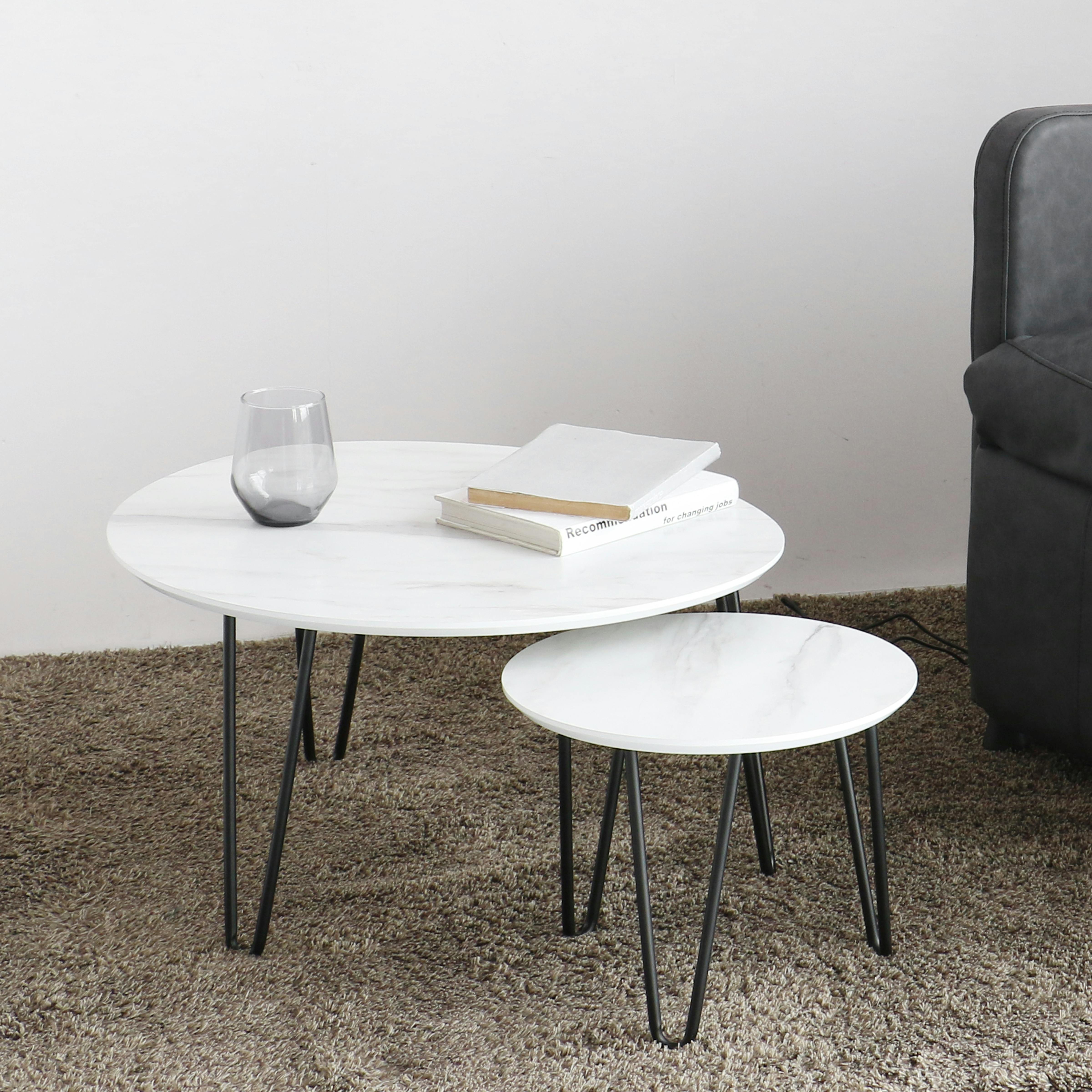 大理石調のネストテーブル Nest Table -theo- | テーブル・机 通販