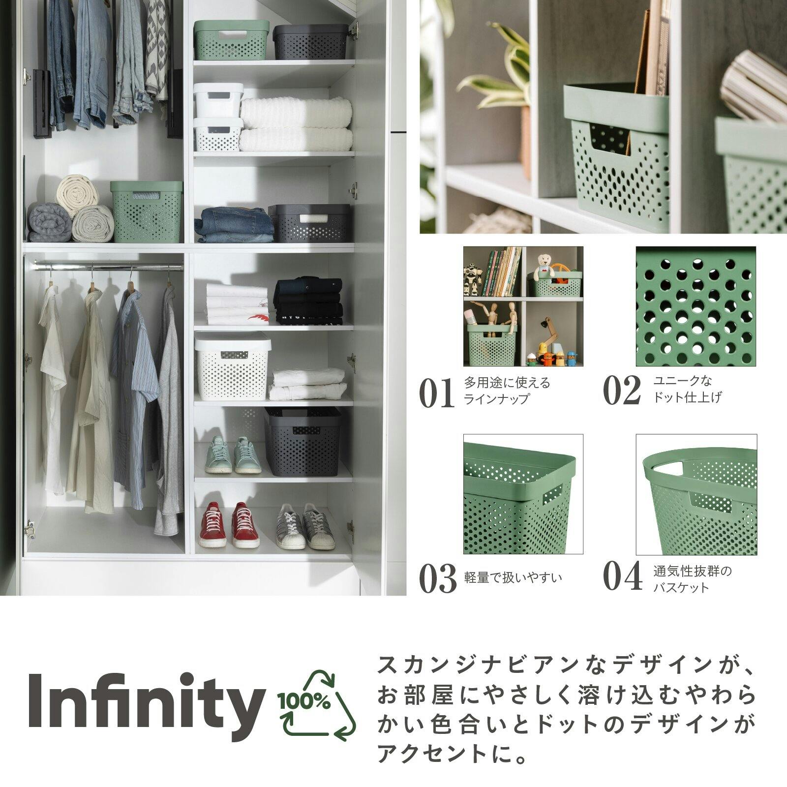 藤栄 CURVER インフィニティー 17Lドット ホワイト 洗濯かご