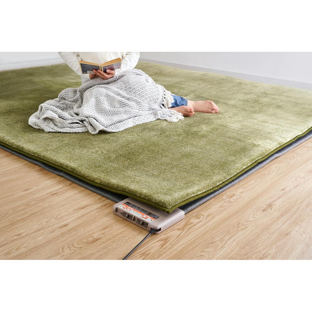 アイリスオーヤマ ラ・クッションラグ ACRB-1818 グリーン マット ラグ